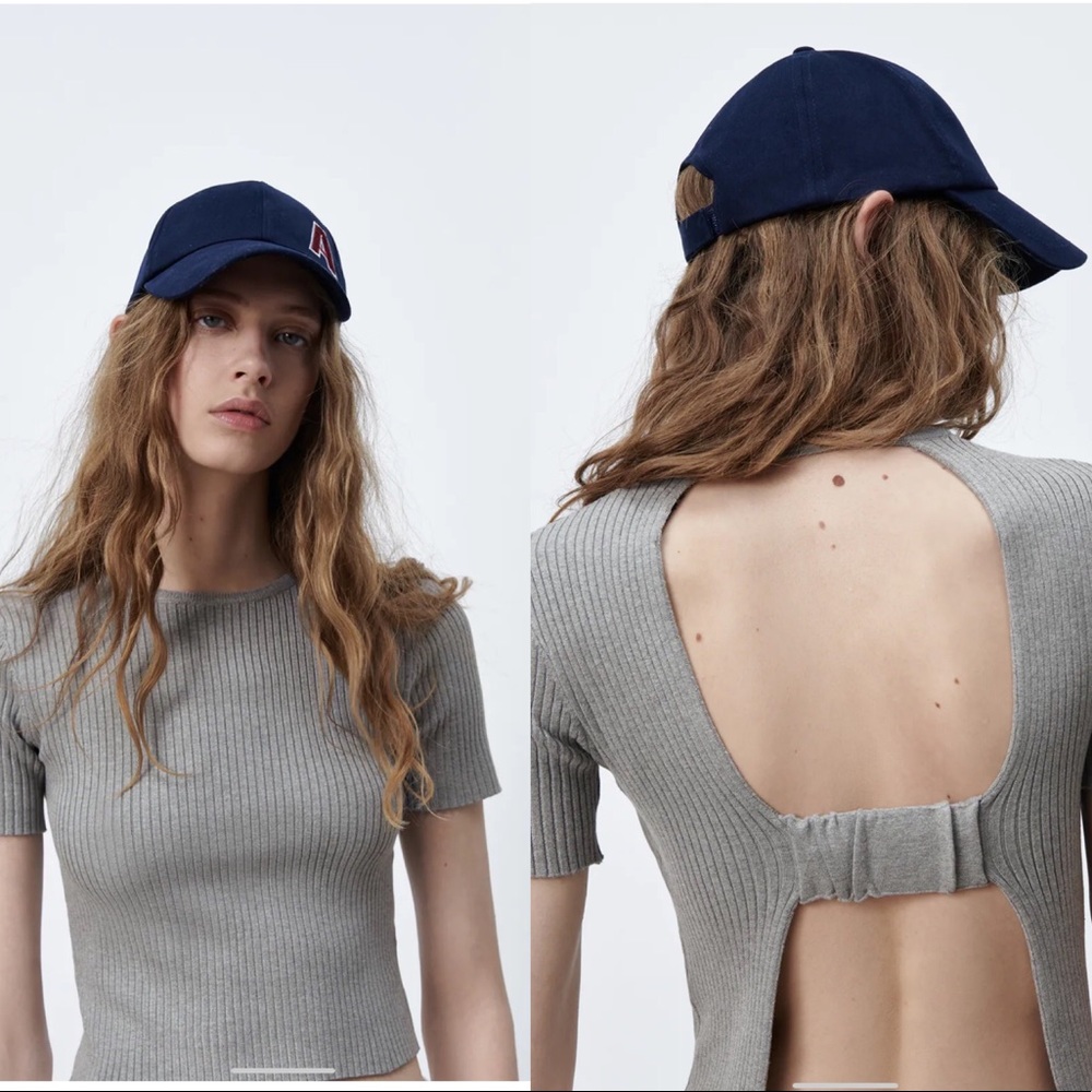 NWT Zara Ribbed Top with Open Back